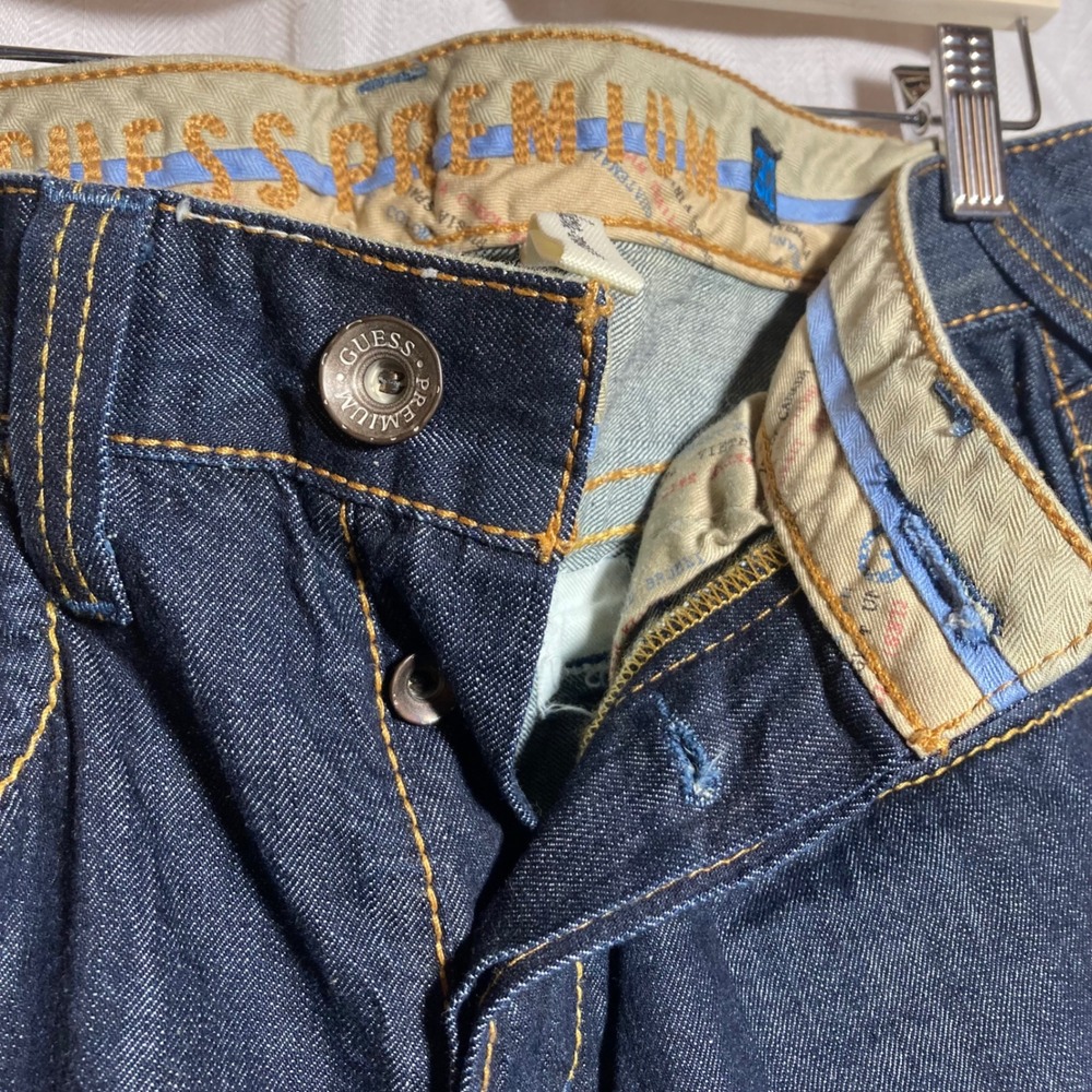 Guess Premium Pasadena Straight Leg Jeans Mens 32 Dark Wash Indigo Streetwear - Picture 6 of 9